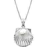 Honolulu Jewelry Company Sterling Silver High Polished Seashell Necklace Pendant with 18" Box Chain