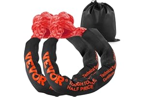 VEVOR Synthetic Soft Shackle, 1/2" x 22" (2 Pack) 44092 lbs (20 Ton) Breaking Strength Recovery Tow Shackles with Extra 2 Sle