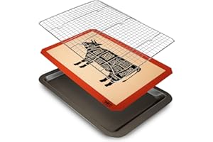 Trinity Provisions Meat Resting Pan, 13' x 18', Stainless Steel, with Silicone Mat - Dishwasher Safe