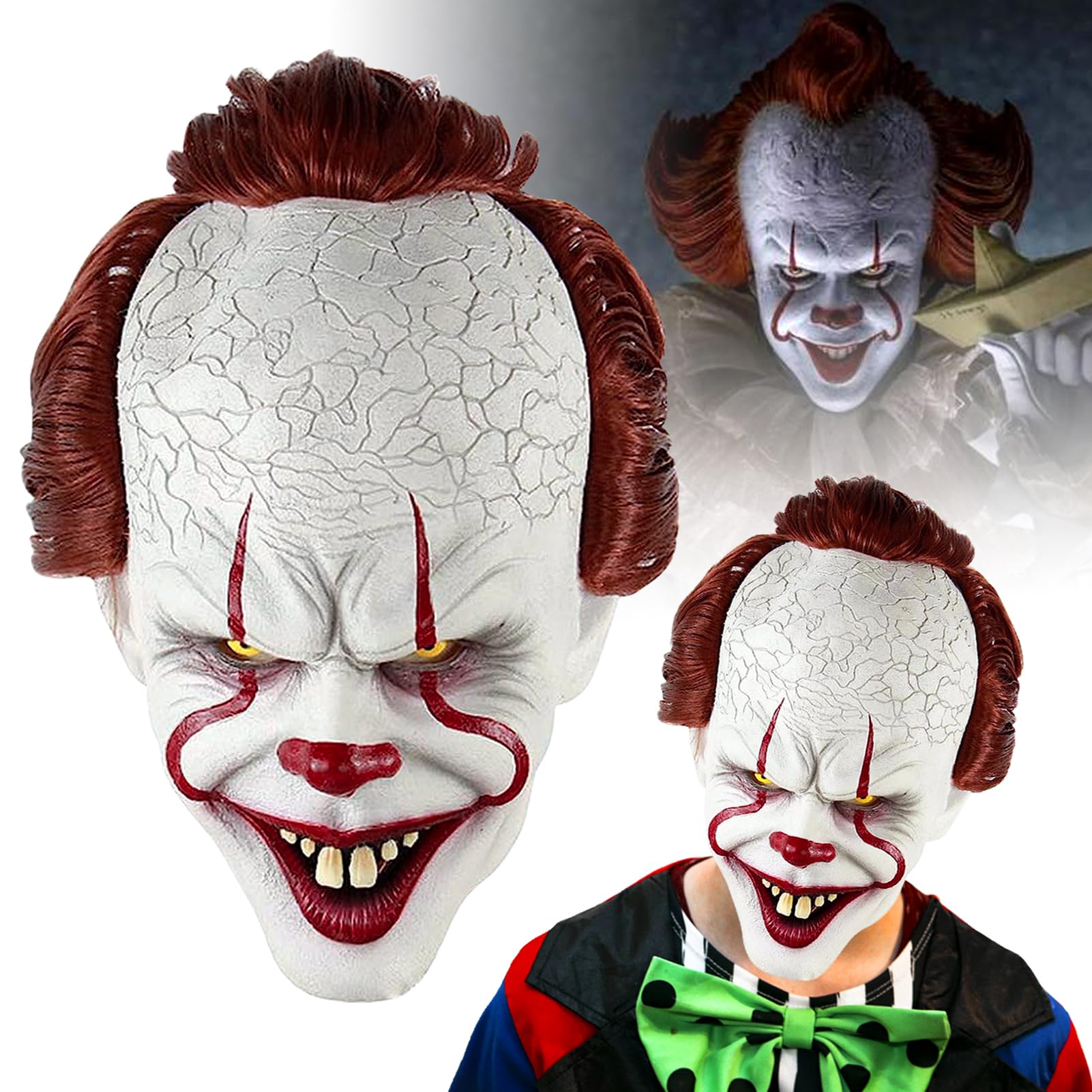 DVDGSC Horror Clown Pennywise Mask, Realistic Latex, Unisex-Adults
