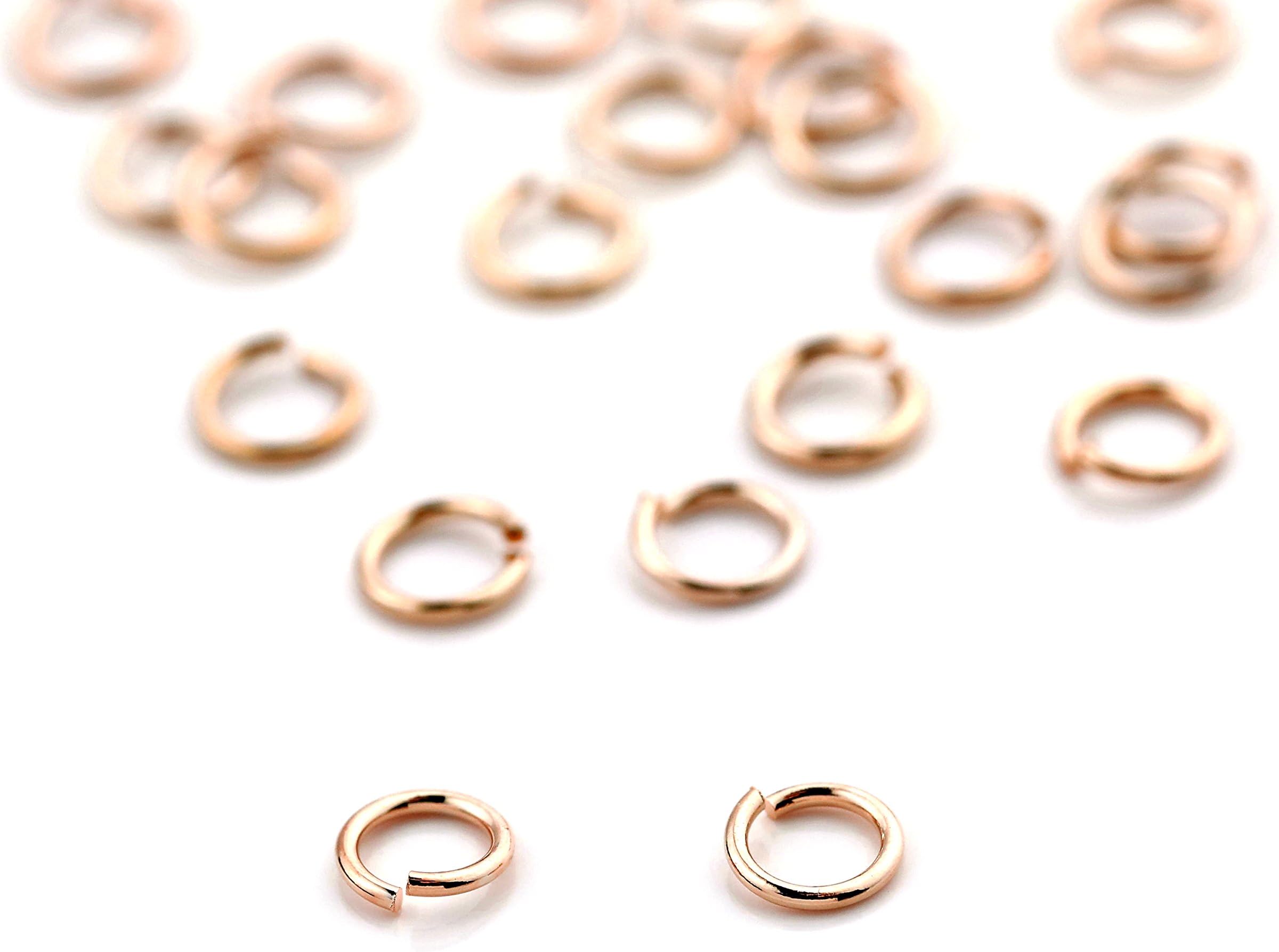10 Grams (Approx. 300 Pieces) - 23 Gauge 16K Rose Gold Plated Dainty O Shaped Jump Rings Twist and Lock Jump Rings Open Jump Rings - 10GJOD (Rose Gold)