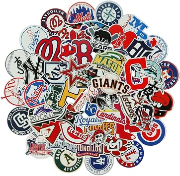 Amazon Com 53pcs Baseball Team Fans Logo Stickers For Laptop