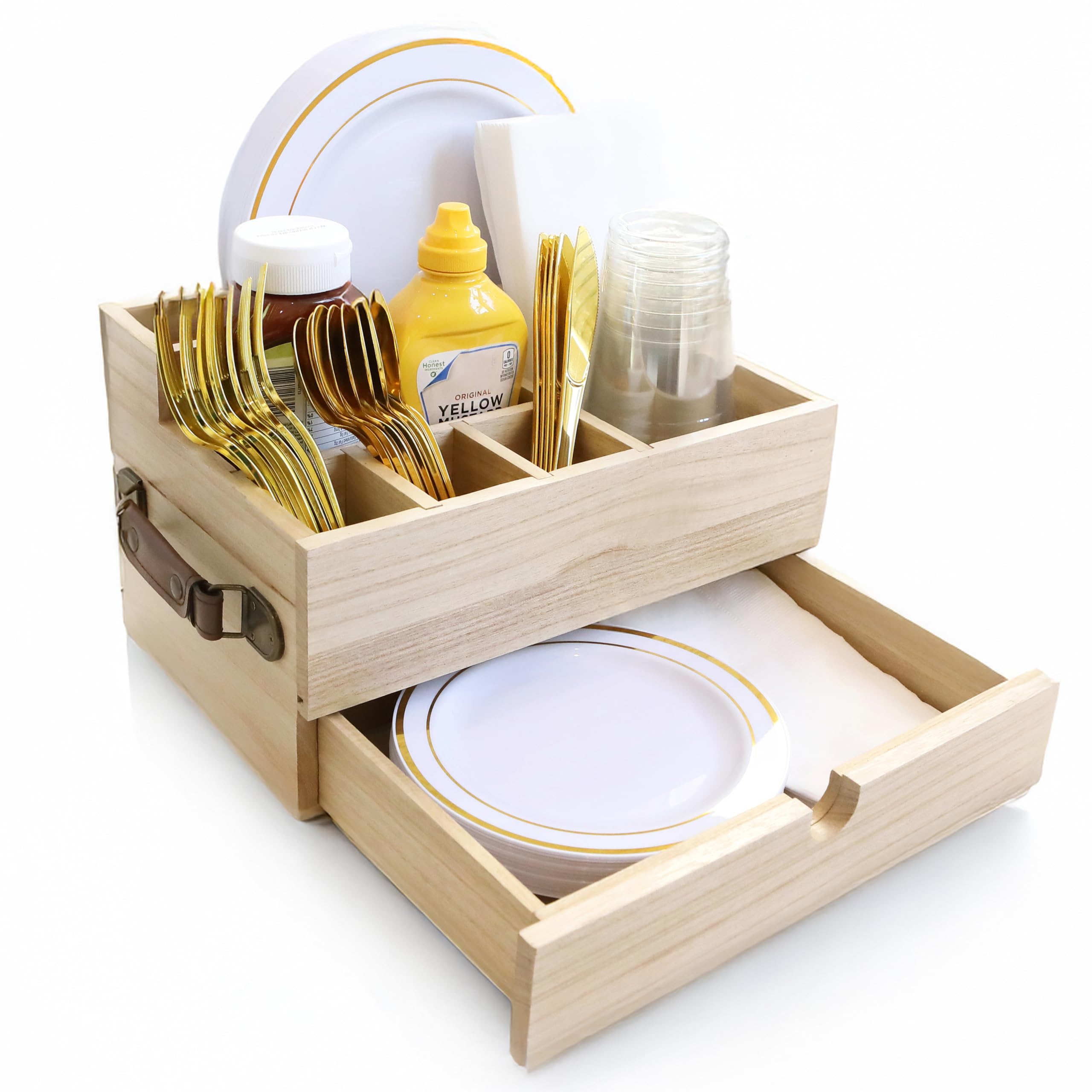 Photo 1 of Founding Freedom Versatile Kitchen & Pantry Organizer: Paper Plate Holder, Silverware Caddy, Utensil Organizer, Cutlery Holder – Perfect for Hosting, Picnics, Camping, and Outdoor Party Essentials