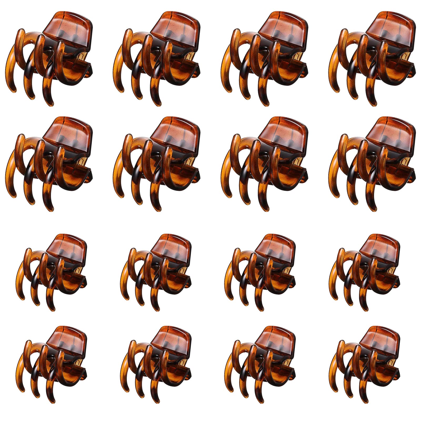 VEGCOO 16 Pcs Hair Claw Clips ABS Medium Hair Claw Non Slip Hair Clips Women's And Girls Classics Claw Clips (Brown)