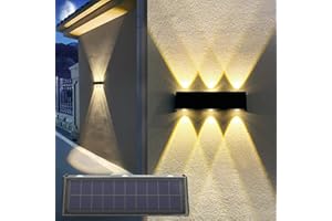Mrzxy Solar Wall Lights Outdoor Waterproof Solar Outdoor Lights Spot Lens 3000K LED Up and Down Aluminum Solar Sconce for Yard Garage Front Porch