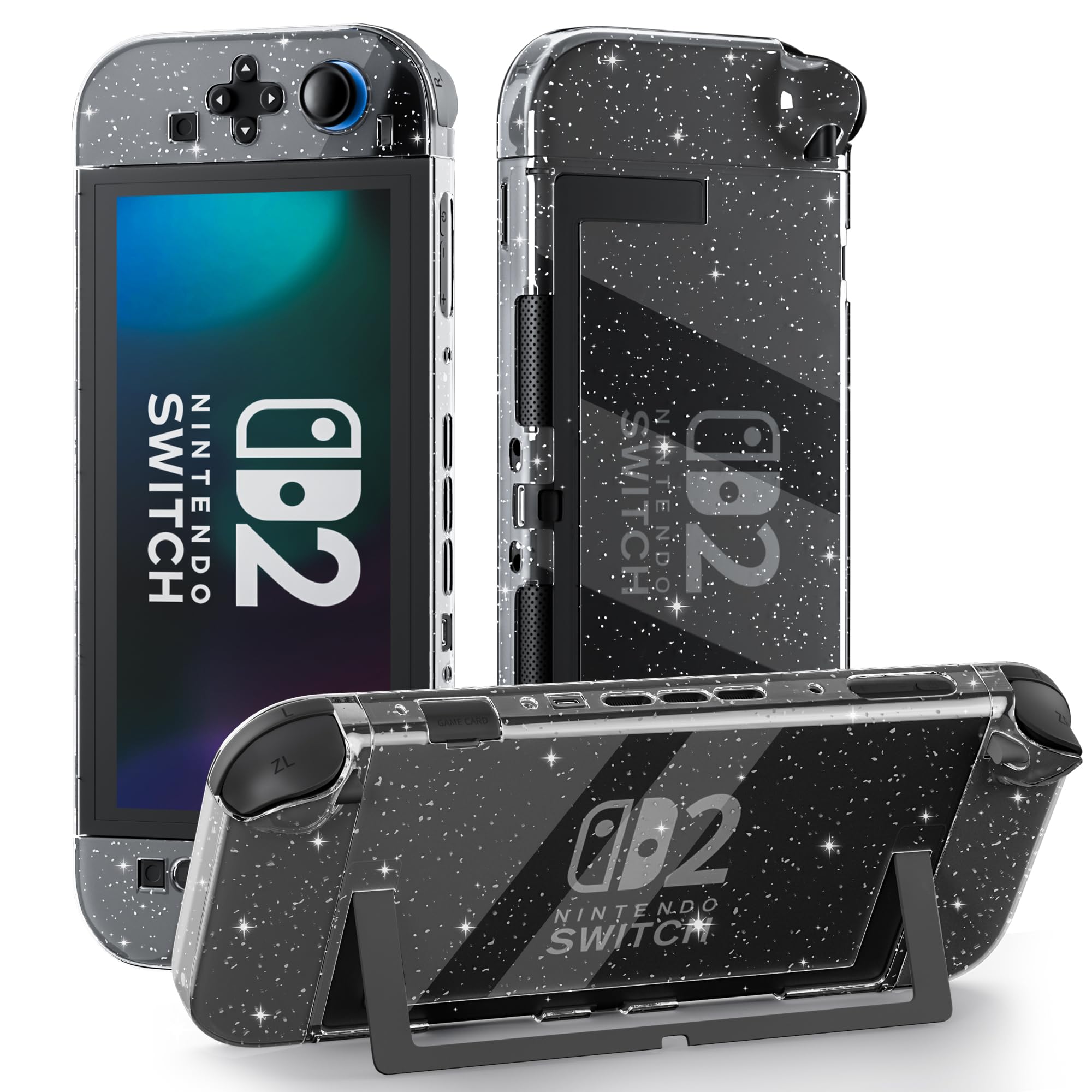 Photo 1 of FANPL Case for Nintendo Switch 2 (2025), Clear Protective Cover for Switch 2 and Joy Con Controller - Strong and Durable, Not Easy to Fall Off (Glitter)