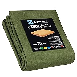 Premium Canvas Tarp 1 Pack, 6 x 8 ft, 14oz. Heavy