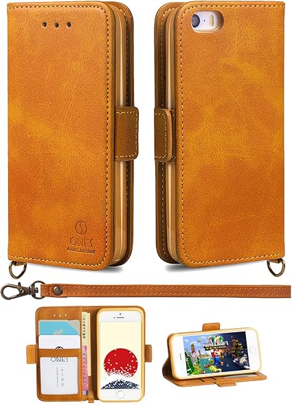 Amazon Co Jp Ones Iphone 5 5s Se 手帳型ケース 収納 スタンド機能 レザーランヤード付 360 保護 耐衝撃 美しい シンプル 軽 薄 手作 高級感 高質 Pu皮革 手帳型 財布型 ケース カバー 家電 カメラ