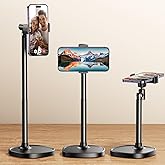 DIMONCOAT Phone Stand for Desk, Angle Height Adjustable Phone Holder for Desk, Aluminum Alloy Universal iPhone Holder, Retrac