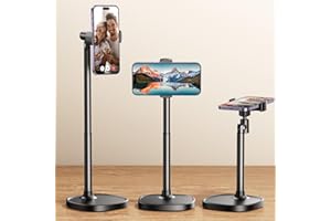 DIMONCOAT Phone Stand for Desk, Angle Height Adjustable Phone Holder for Desk, Aluminum Alloy Universal iPhone Holder, Retractable Cell Phone Stand Recording Office for iPhone 17 16 15 Pro Max Air