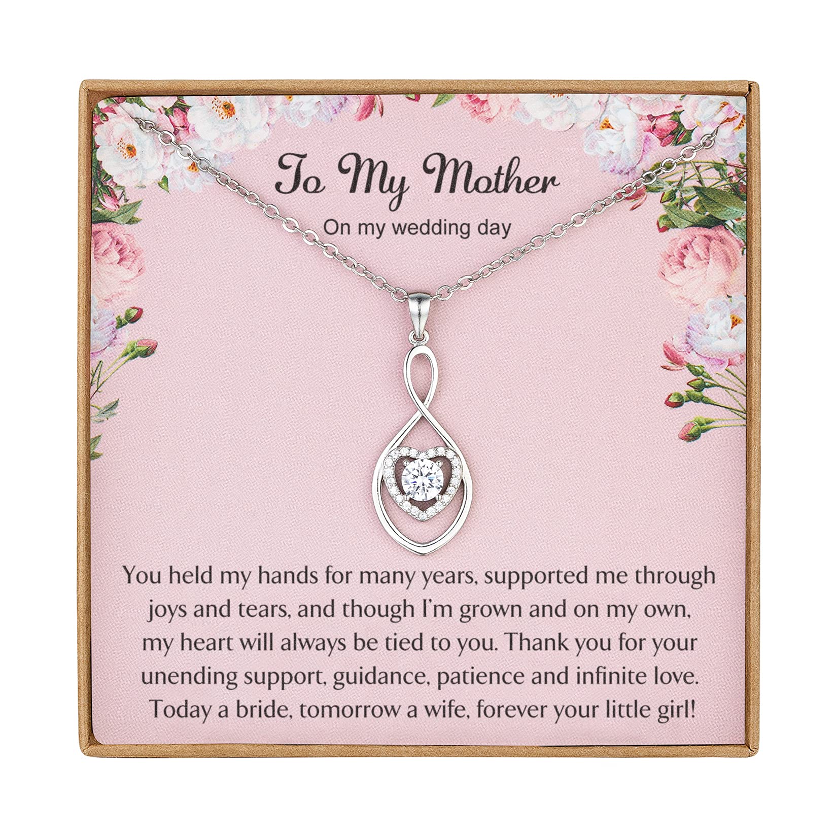 Vanjewnol Wedding Gifts for Mum from Daughter Mother of The Bride Gifts from Bride Infinity Heart Silver Necklace for Women Infinity Heart Silver Necklace for Women N01G