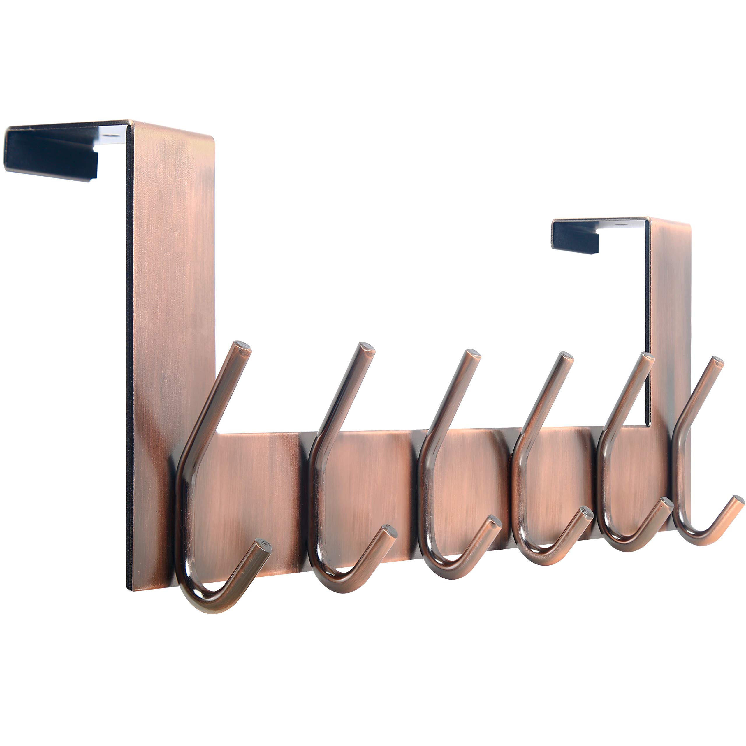 WEBI Over The Door Hooks for Hanging,Over The Door Hanger Towel Rack Coat Rack Coat Hanger,6 Hooks for Hanging Towels,Clothes,Hats,Behind Back of Bathroom,Antique Copper