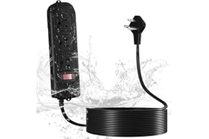Outdoor Power Strip Weatherproof 15 FT, IPX4 Waterproof 3 Outlets Extension Cord with 45° Flat Plug,Shockproof and Overload P