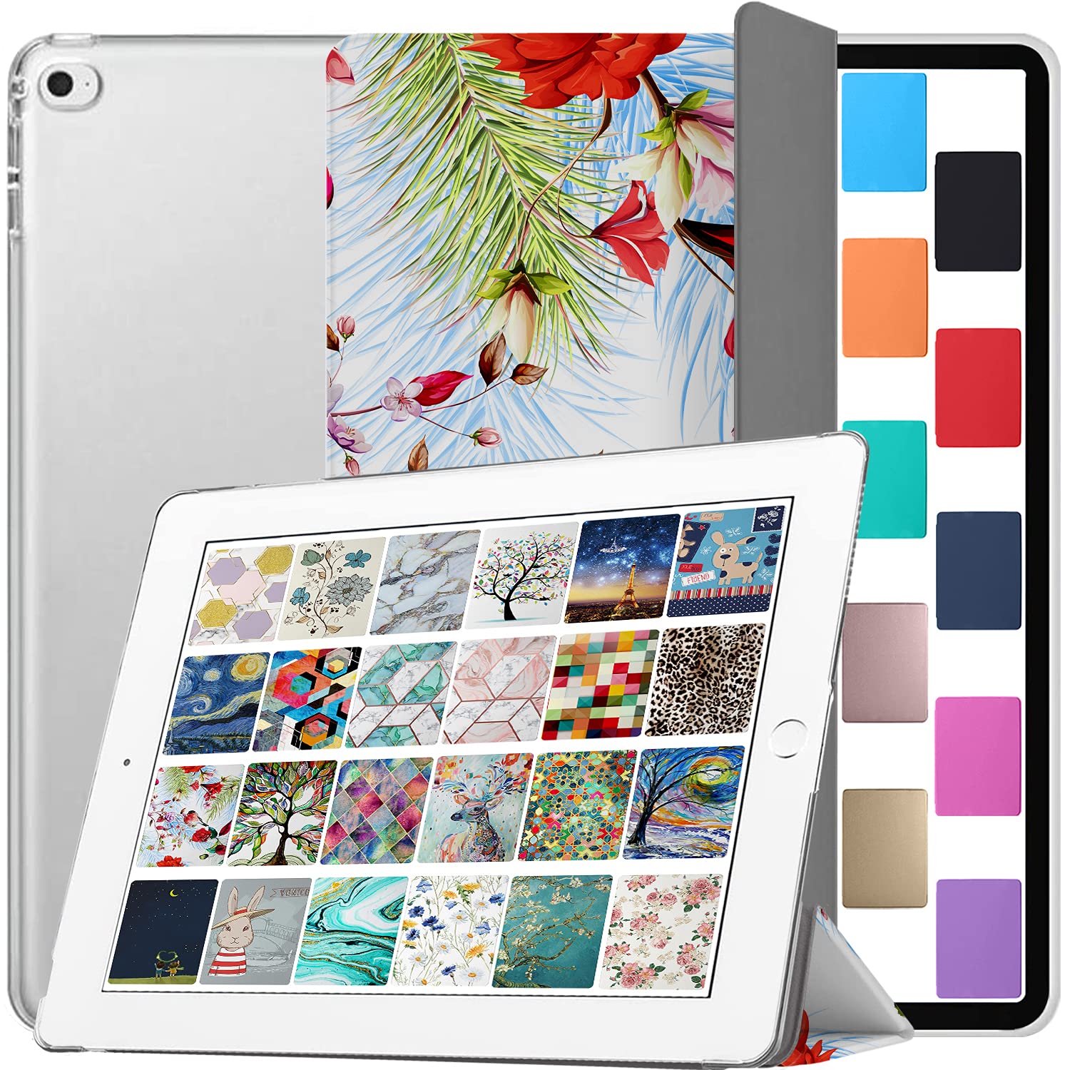 DuraSafe Cases for iPad PRO 1st Gen 2015 12.9 Inch [ 1 Gen ] ML0H2B/A ML0G2B/A ML0N2B/A ML0Q2B/A ML0R2B/A ML0V2B/A Printed iPad Cover with Translucent Frosted Hard Back - Birds Flowers