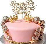 EDS G Personalised Happy Birthday Cake Topper Glitter Pink 160x108mm view 5