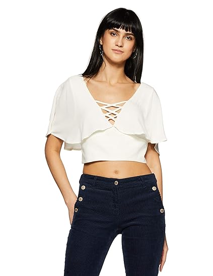 Buy Forever 21 Women S Strappy Open Back Crop Top 204945 M Cream