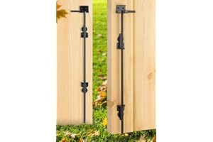 DREAMXIANG 24" Heavy Duty Cane Bolt Gate Drop Rod Hardware Ground Latch for Wood PVC Vinyl Metal Fences Gates, Double Doors, Black Solid Steel -2 Pack
