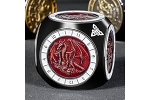 Roycevon 7 in 1 Spinner DND Dice Set, Metal D and D Dragon Dice with Gift Box, Role Playing Dice, Black Red