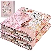 100% Cotton Muslin Baby Blanket - Large Reversible Receiving Blankets for Baby Girls, Soft & Lightweight, Perfect Muslin for Newborns, Infants & Toddlers, 7 Layers Design, Machine Washable, Pink