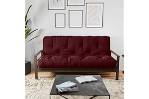 Royal Sleep Products by The Futon Factory 8 inch Foam Futon Mattress - Solid Burgundy Cover - Full Size - CertiPUR Certified Foams - Made in USA - (Frame not Included)