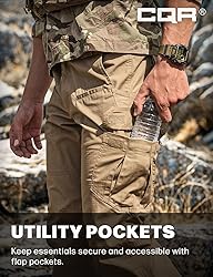 CQR Men's Tactical Pants, Water Resistant Ripstop