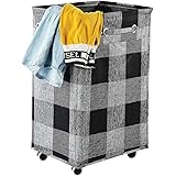 Haundry 86L X-Large Collapsible Laundry Hamper with Wheels, Waterproof Rolling Clothes Hamper Basket Bin for Dirty Clothes St