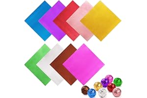LotFancy Foil Candy Wrappers for Chocolates, 4x4 inch, 900 Pcs Aluminum Candy Wrapping Paper, Square Colored Foil Sheets for DIY Homemade Candies Party Favors Decorations, 9 Colors