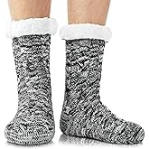 Junely Slipper Socks for Men with Grippers Fuzzy Cozy Fluffy Non Slip Warm Winter Thick Comfy Soft Fleece Cabin Socks Gifts