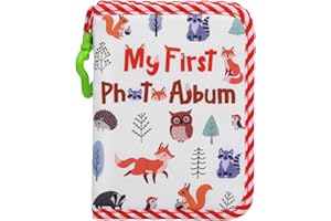 TOPINCN Baby Photo Album Holds 4x6 Pictures, Soft Cloth Family Photo Book Cute Animal Theme My First Book Fabric Keepsake Mem