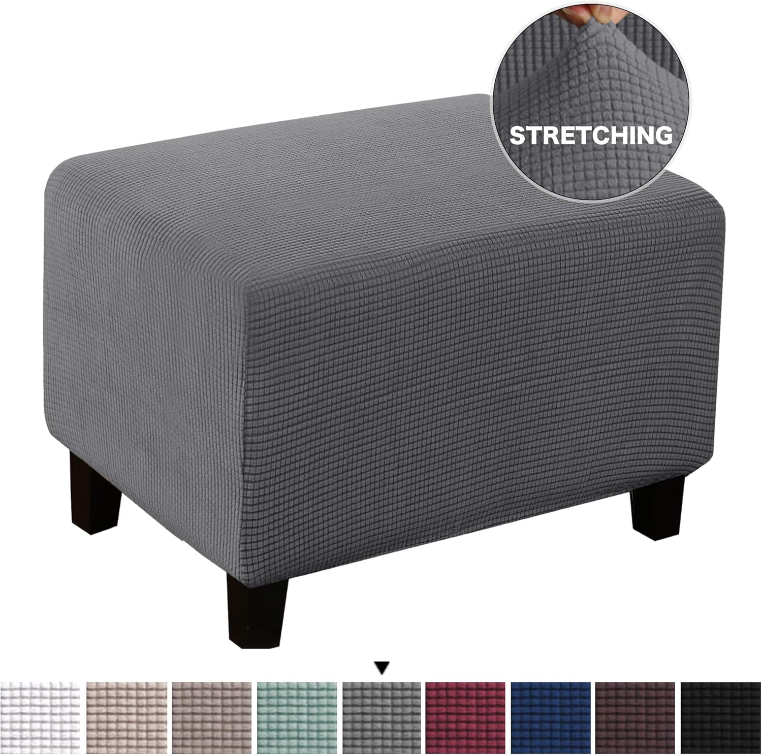 BellaHills Stretch Ottoman Cover Ottoman Slipcovers Rectangle Foot