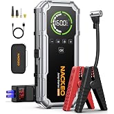 NACKEO Car Battery Jump Starter with Air Compressor 8000A 160PSI, Car Jumper Starter Portable (All Gas/10L Diesel), Jump Starter Jump Box with Jumper Cables, LED Light, Large LCD Display, Power Bank