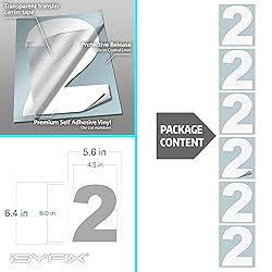 iSYFIX White Vinyl Number 2 (two) Stickers - 6 Pack