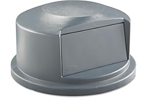 Rubbermaid Commercial Products Heavy-Duty Brute Dome Swing Top Door Lid Plastic Gray Compatible with the 44-Gallon Waste/Util