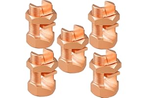 NOETSAUESRFS 5 PCS TJ-16 Split Bolt Wire Connector,Copper Alloy Ground Wire Connector,Excellent Corrosion Resistance,High Electrical & Thermal Conductivity,Split Bolt of 6AWG/7AWG/8AWG bare wires