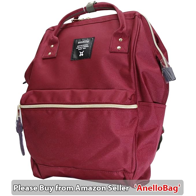 Japan Anello Backpack Unisex LARGE RED WINE Rucksack Waterproof Canvas