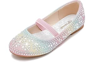 Parrosoo Flower Girl Shoes Dress Shoes Toddler Girls Flats Low Heel Princess Wedding Shoes for Little Big Kids