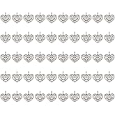 Shapenty Metal Heart Charms Beads Bulk for DIY Craft Pendants Bracelet Necklace Earring Keychain Jewelry Making Finding Accessory, Antique Silver, 50PCS