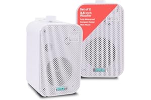 Pyle Outdoor Speaker - Dual Waterproof System, 3.5 Inch Pair of Weatherproof Wall/Ceiling Mounted Speakers w/ Heavy Duty Gril