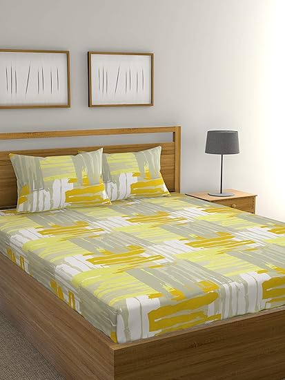 Raymond Home Exclusive 104 TC Cotton Double Bedsheet with 2 Pillow Covers - Multicolour