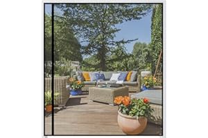 wohomzy Magnetic Screen Door Fits Door Size 42" x 96", Screen Size 44" x 97", Reversible Left Right Side Opening,Top Middle Anti-Tearing Mesh Net Curtain with Magnet,Black