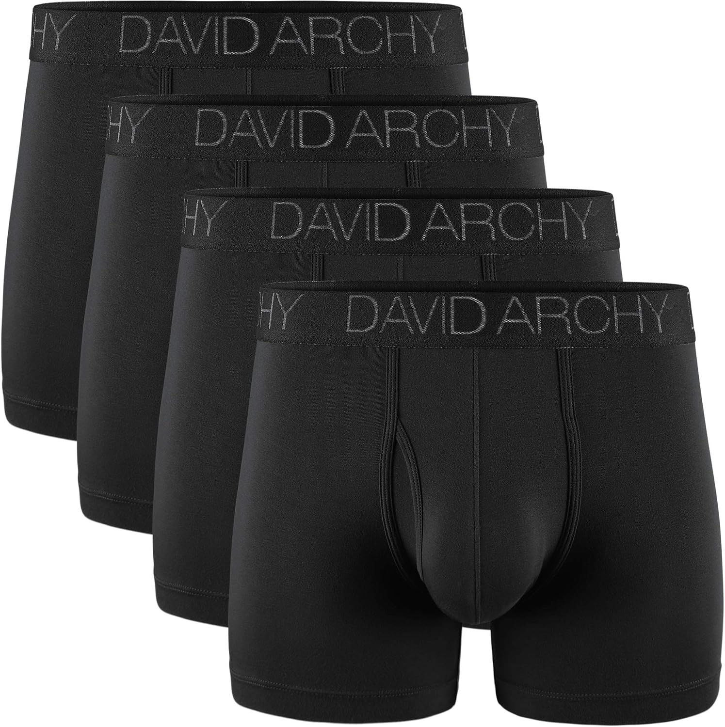 DAVID ARCHY Men's Underwear Breathable Boxer Briefs Bamboo Rayon Trunks with Fly in 3 or 4 Pack: Clothing