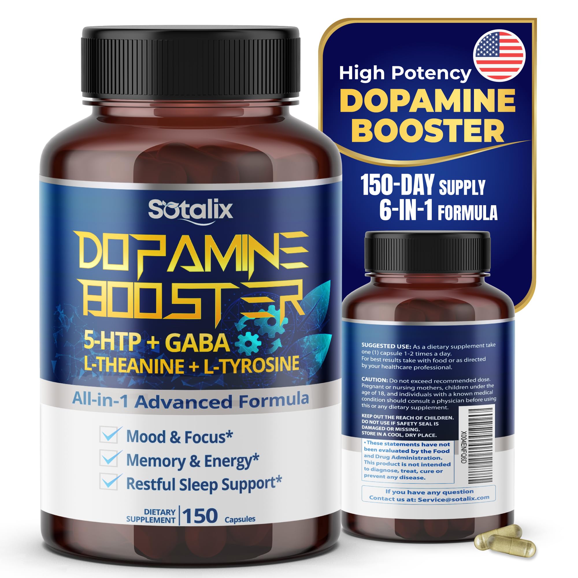 Dopamine Booster 5-HTP + GABA with L-Theanine + L-Tyrosine