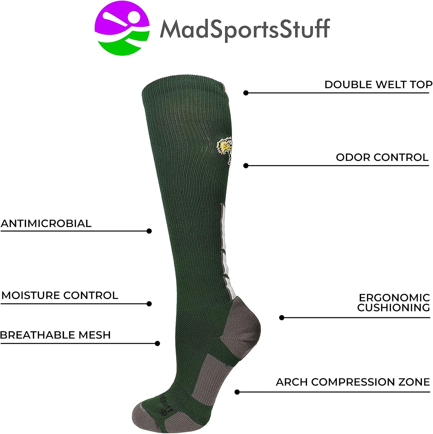 MadSportsStuff Eagles Logo Over The Calf Socks (Multiple Colors) : Clothing