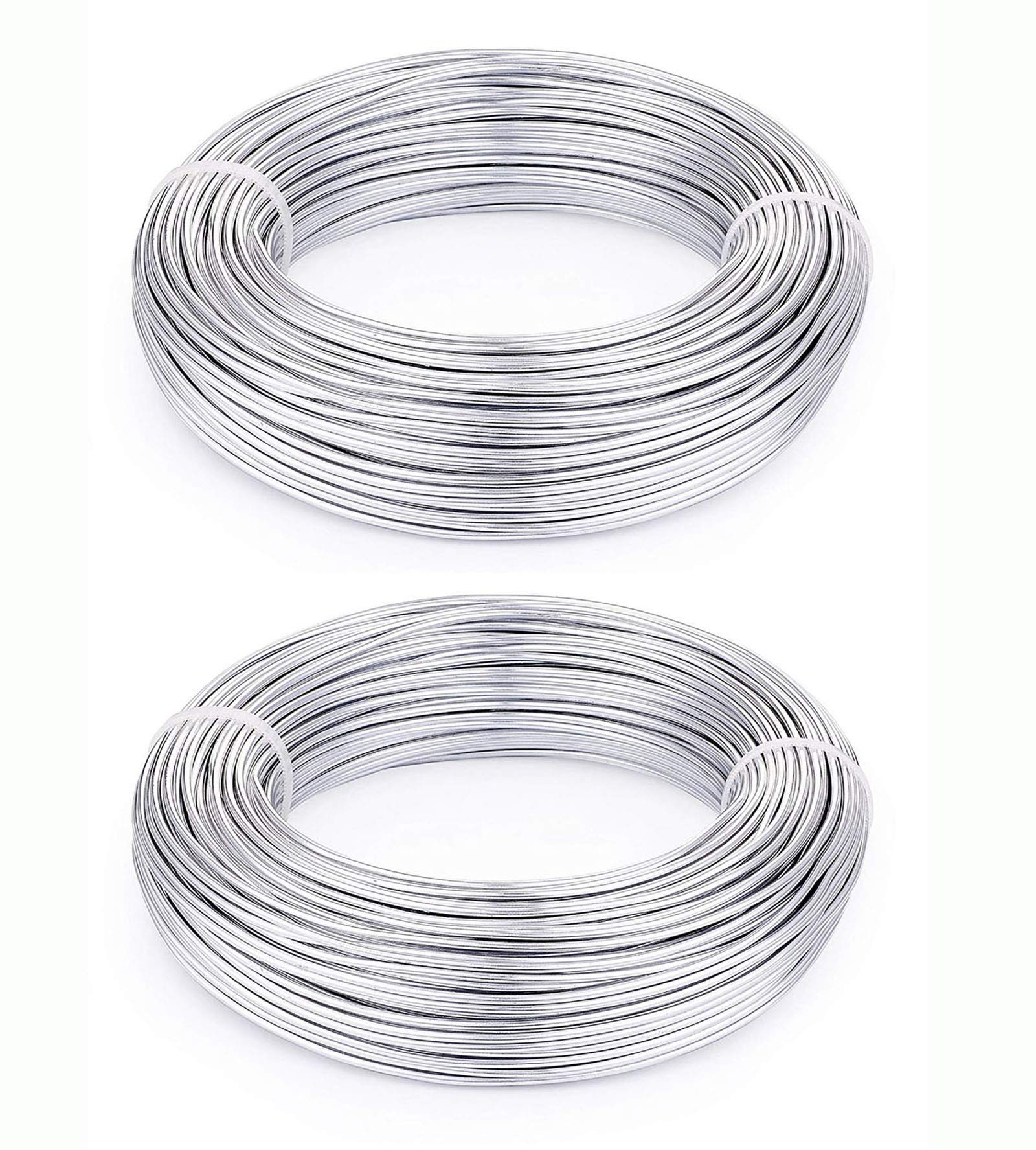 KuTi Kai Aluminium Wire 2 Rolls 5m Length Bendy Craft Silver Wire for Jewelry Making,DIY Sculpture,Modelling Making and Crafts (Silver, 2.0mm)