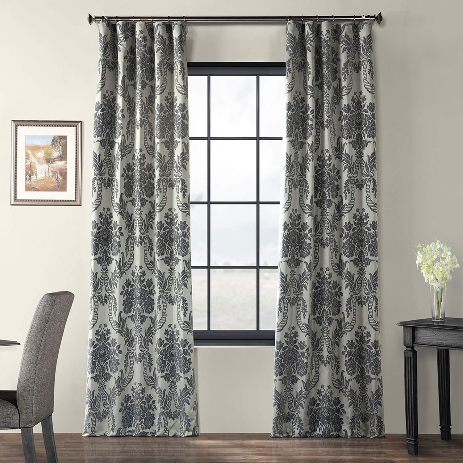 Extra Wide Champaigne Medallion Jacquard Semi Sheer Extra Long