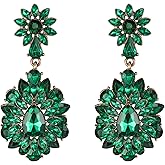 EVER FAITH Women's Austrian Crystal Dangle Earrings, Flower Marquise Statement Chandelier Earrings for Bridesmaids