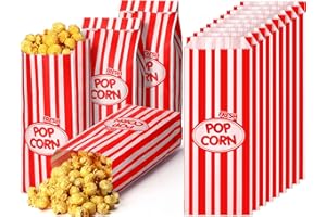 Sherr 500 Pcs 2oz Popcorn Bags Bulk Red Retro Stripes Disposable Popcorn Bags for Movie Nights Christmas Circus Carnival Party Favors Birthday Party Event Supplies Machine Accessories