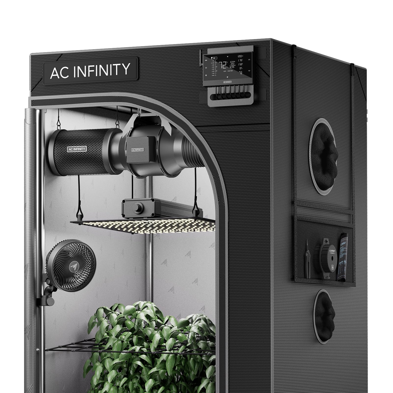 AC Infinity AI Grow System 2x2, kit de 1 planta con controlador AI de autoaprendizaje, flujo de aire dinámico y control de iluminación LED LM301H, tienda de campaña Mylar 2000D con reflectividad probada en laboratorio, ventana con cremallera más grande