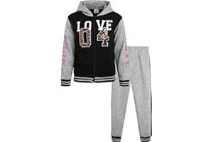 Real Love Girls' Zip Up Hoodie and Fleece Jogger Sweatpants Set - 2-Piece Heavyweight Sweatsuit for Girls (Sizes: 7-16)