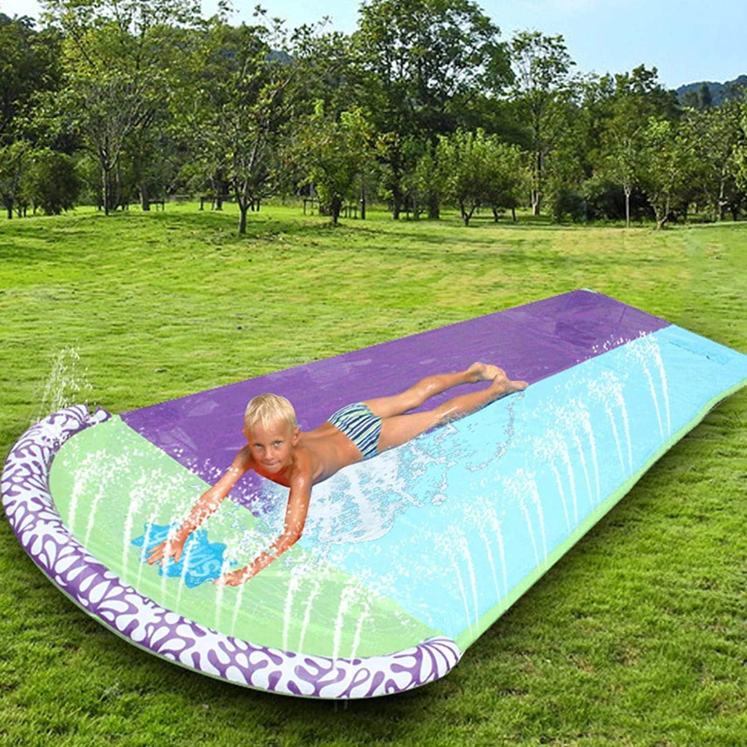 15.8Ft Water Slides Slip with 2 Inflatables Crash Pad for Kids, Double